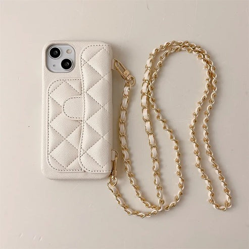 Chic Vibes™ Quilted Leather Phone Case & Lanyard