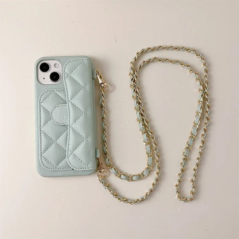 Chic Vibes™ Quilted Leather Phone Case & Lanyard