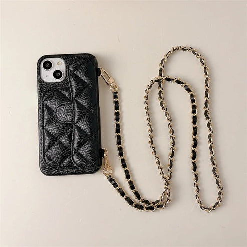 Chic Vibes™ Quilted Leather Phone Case & Lanyard