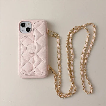 Chic Vibes™ Quilted Leather Phone Case & Lanyard